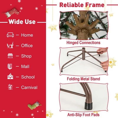 Costway 6.5 FT/7.5FT Pre-Lit Christmas Tree Hinged With 470/612 PE Branch Tips Timer & 430/540 Lights 10 Costway 6.5 FT/7.5FT Pre-Lit Christmas Tree Hinged With 470/612 PE Branch Tips Timer & 430/540 Lights - Image 8