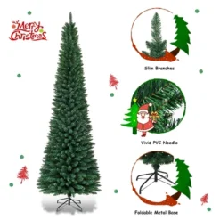 Costway 9FT Pencil Christmas Tree Slim Xmas Tree For Indoor Outdoor Decoration Green -Northlight Shop GUEST 03a21ac2 9861 4123 b37b 2425794a0c14