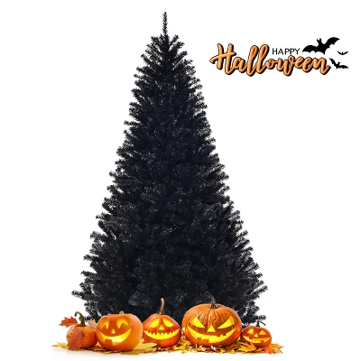 Tangkula Artificial Christmas Tree Halloween Hinged Spruce Full Tree With Metal Stand Black 13 Tangkula Artificial Christmas Tree Halloween Hinged Spruce Full Tree With Metal Stand Black - Image 11