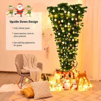 Costway 7Ft Unlit Upside Down Artificial Christmas Tree With 1000 Branch Tips Holiday 8 Costway 7Ft Unlit Upside Down Artificial Christmas Tree With 1000 Branch Tips Holiday - Image 6