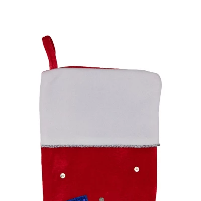 Northlight 20.5" Red And White Embroidered Snowman With Glitter Christmas Stocking 7 Northlight 20.5" Red And White Embroidered Snowman With Glitter Christmas Stocking - Image 5