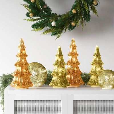14" Christmas Mercury Lit Glass Tiered Tree Decor - Wondershop™ 3 14" Christmas Mercury Lit Glass Tiered Tree Decor - Wondershop™