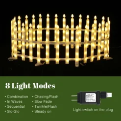 LuxenHome 8-Piece Light Show Fence Design Outdoor Holiday Decoration White -Northlight Shop GUEST 12e459ed 017c 4146 8586 ccd2d73c5046