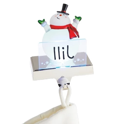 Ganz 6.75" White And Red LED Lighted Frosted Snowman Christmas Stocking Holder Foralization 3 Ganz 6.75" White And Red LED Lighted Frosted Snowman Christmas Stocking Holder Foralization