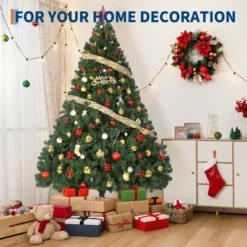 Artificial Christmas Tree, Unlit Full Classic Spruce Xmas Tree With 1450 PVC Branch Tips, Easy To Assemble With Hinge, Metal Foldable Base -Northlight Shop GUEST 15f6df1f 14d2 4c24 a18f 5839117d170f