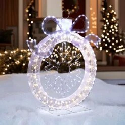 LuxenHome 3Ft Lighted Ornament & Snowflake Wreath, Silver & White Outdoor Christmas Decoration -Northlight Shop GUEST 183bcccb ee3f 49b7 a8e1 290f6628da9b