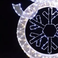 LuxenHome 3Ft Lighted Ornament & Snowflake Wreath, Silver & White Outdoor Christmas Decoration -Northlight Shop GUEST 1972fed9 bd7a 4aed a03b fe6035fcdf6c