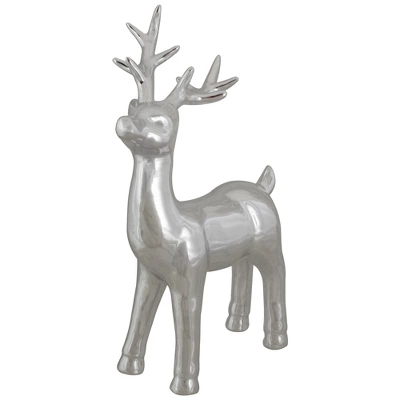 Northlight Shiny Ceramic Standing Reindeer Christmas Decoration - 14" - Silver 3 Northlight Shiny Ceramic Standing Reindeer Christmas Decoration - 14" - Silver
