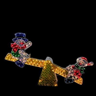 Northlight Lighted Holographic Snowmen On See Saw Outdoor Christmas Decoration - 46" - Multicolor 4 Northlight Lighted Holographic Snowmen On See Saw Outdoor Christmas Decoration - 46" - Multicolor - Image 2