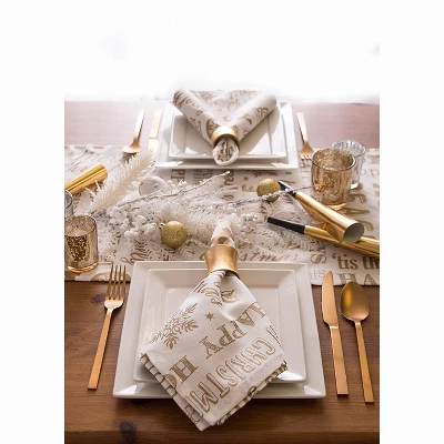 Design Imports Christmas Gold Holiday Collage Printed Metallic Table Runner, Gold, 14X108" 4 Design Imports Christmas Gold Holiday Collage Printed Metallic Table Runner, Gold, 14X108" - Image 2