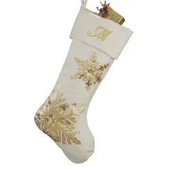 Personalization Mall Snowflake Embroidered Initial Ivory Christmas Stockings -Northlight Shop GUEST 1d66c7c1 5ee3 488c a482 a922e386afa1
