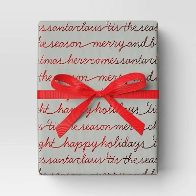 30” 20 Sq Ft Christmas Roll Wrap Holiday Sentiments On Grey - Wondershop™ 3 30” 20 Sq Ft Christmas Roll Wrap Holiday Sentiments On Grey - Wondershop™