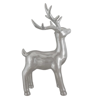 Northlight Shiny Ceramic Standing Reindeer Christmas Decoration - 14" - Silver 4 Northlight Shiny Ceramic Standing Reindeer Christmas Decoration - 14" - Silver - Image 2