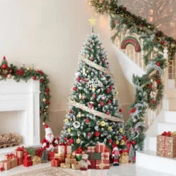 4.5/6/7.5/9ft Pre-Lit Artificial Christmas Tree With Pinecones, Warm White Lights, Hinged Branches, PVC Fir Tips, Easy Assembly -Northlight Shop GUEST 2283c70b 6327 4f0b a331 049898af4c41
