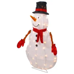 Northlight 32" Lighted 3D Chenille Snowman In Top Hat Outdoor Christmas Decoration -Northlight Shop GUEST 24f56909 2559 4ad2 bb40 986696414d19