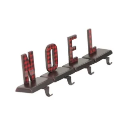 Northlight Buffalo Plaid "NOEL" Christmas Stocking Holder - 6" - Red And Black - Set Of 4