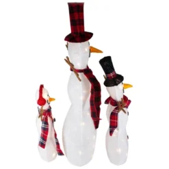 Northlight Lighted Tinsel Snowmen Family Christmas Outdoor Decorations - Clear Lights - Set Of 3 -Northlight Shop GUEST 285dbccb be73 4084 99b1 908c35914ecc