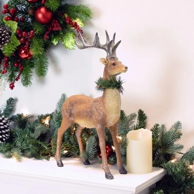 Northlight Standing Glittered Reindeer With Pine Neck Wreath Christmas Decoration - 15.5" 3 Northlight Standing Glittered Reindeer With Pine Neck Wreath Christmas Decoration - 15.5"