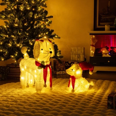 Tangkula 2-Piece Christmas Lighted Dogs 3D Xmas Light-up Cute Poodle With 60 LED Lights Red Scarves Zip Ties & Ground Stakes 4 Tangkula 2-Piece Christmas Lighted Dogs 3D Xmas Light-up Cute Poodle With 60 LED Lights Red Scarves Zip Ties & Ground Stakes - Image 2