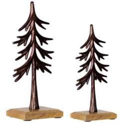 Northlight Trees On Wood Base Metal Christmas Decorations - 11.5" - Bronze - Set Of 2 -Northlight Shop GUEST 2f5da92b cf80 49e6 84b6 1f86501fa305