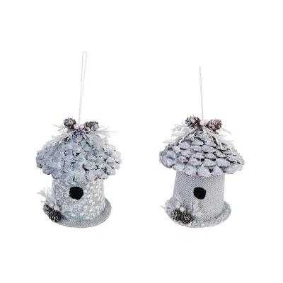 Transpac Pinecone Silver Bird House Decor Set Of 2 Christmas Home Decorations For Festive Holiday Charm 3 Transpac Pinecone Silver Bird House Decor Set Of 2 Christmas Home Decorations For Festive Holiday Charm