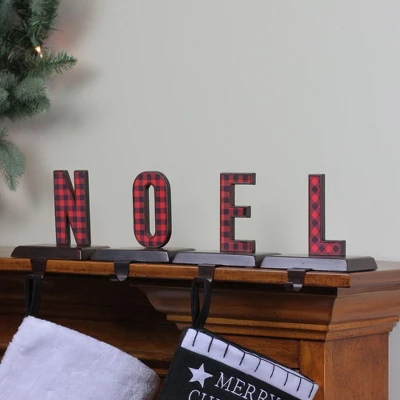 Northlight Buffalo Plaid "NOEL" Christmas Stocking Holder - 6" - Red And Black - Set Of 4 4 Northlight Buffalo Plaid "NOEL" Christmas Stocking Holder - 6" - Red And Black - Set Of 4 - Image 2