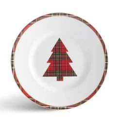 222 Fifth 12pc Wexford Dinnerware Set Red: Holiday & Christmas Dishes, Porcelain, Dishwasher & Microwave Safe -Northlight Shop GUEST 361936b6 d384 4c6b 8c04 fe723138bd64