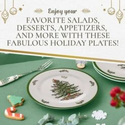Spode Christmas Tree Melamine Salad Plate (Set Of 4) - 8 Inch Shatterproof Serving Plate - Festive Tableware, Dishwasher Safe Dinnerware -Northlight Shop GUEST 377c41b3 e8cf 445e 9def 041f511be17e