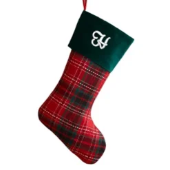 Personalization Mall Holiday Plaid Embroidered Initial Stocking -Northlight Shop GUEST 3a3f1780 8ef6 435a 8177 120e94380376
