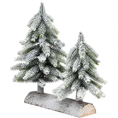 Northlight Frosted Pine Tree Duo Christmas Decoration - 12" - Unlit 5 Northlight Frosted Pine Tree Duo Christmas Decoration - 12" - Unlit - Image 3