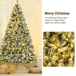 Costway 8ft Pre-lit Snow Flocked Hinged Christmas Tree W/1502 Tips & Metal Stand -Northlight Shop GUEST 3f1a1f92 fd9b 4442 9c6a e87347179d21