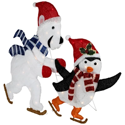 Northlight 41.25" Lighted Ice Skating Polar Bear And Penguin Outdoor Christmas Decoration 4 Northlight 41.25" Lighted Ice Skating Polar Bear And Penguin Outdoor Christmas Decoration - Image 2