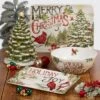 16" X 12" Earthenware Evergreen Christmas Rectangular Platter - Certified International