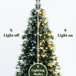 LuxenHome 6Ft Pre-Lit Green Branches With Green And White Tips Artificial Christmas Tree With Stand -Northlight Shop GUEST 44493a34 17fa 4fbe 9b74 f4b010505a44