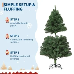 Artificial Christmas Tree, Unlit Full Classic Spruce Xmas Tree With 1450 PVC Branch Tips, Easy To Assemble With Hinge, Metal Foldable Base -Northlight Shop GUEST 45cd3431 391b 4cc8 8e68 025776c98ad5