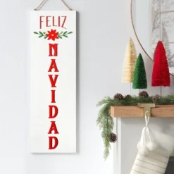 Reversible 'Felices Fiestas' To 'Feliz Navidad' Wood Christmas Wall Décor Dark Red/White - Wondershop™