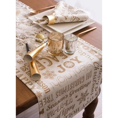 Design Imports Christmas Gold Holiday Collage Printed Metallic Table Runner, Gold, 14X108" 5 Design Imports Christmas Gold Holiday Collage Printed Metallic Table Runner, Gold, 14X108" - Image 3