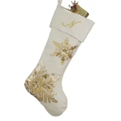 Personalization Mall Snowflake Embroidered Initial Ivory Christmas Stockings -Northlight Shop GUEST 4badc4d1 a049 427d b6f8 a14d9c591d02