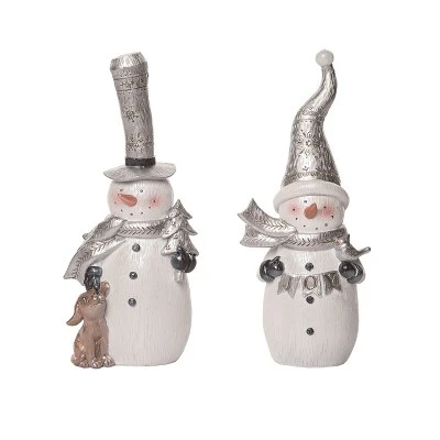Transpac Small Metallic Snowman Figurine Set Of 2 Christmas Home Decorations Resin Decorative Objects 3 Transpac Small Metallic Snowman Figurine Set Of 2 Christmas Home Decorations Resin Decorative Objects