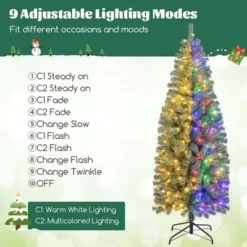 Costway 4.5/6.5/7.5/9 FT Artificial Xmas Tree With 256/556/724/1168 Branch Tips 100/200/250/500 LED Lights 9 Lighting Modes -Northlight Shop GUEST 4f8a61dd d261 497b 83f9 c2229883854d