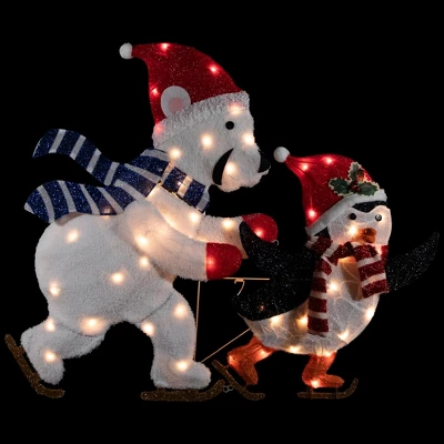 Northlight 41.25" Lighted Ice Skating Polar Bear And Penguin Outdoor Christmas Decoration 8 Northlight 41.25" Lighted Ice Skating Polar Bear And Penguin Outdoor Christmas Decoration - Image 6
