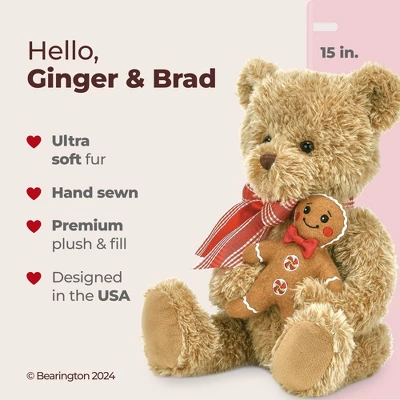 Bearington Ginger & Brad Gingerbread Christmas Bear Plush, 15 Inch Christmas Teddy Bear, Ideal Christmas Bear Gift For Kids 7 Bearington Ginger & Brad Gingerbread Christmas Bear Plush, 15 Inch Christmas Teddy Bear, Ideal Christmas Bear Gift For Kids - Image 5