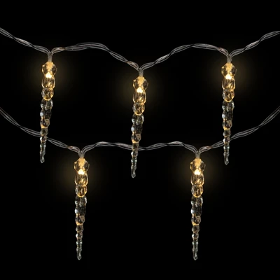 Northlight Icicle String Christmas Light Set - Warm White - 4.5' Clear Wire - 10ct 4 Northlight Icicle String Christmas Light Set - Warm White - 4.5' Clear Wire - 10ct - Image 2