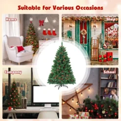 Costway 4.5Ft6.5Ft7.5Ft Pre-lit Hinged Christmas Tree W/ Pine Cones Red Berries And 300450450 LED Lights -Northlight Shop GUEST 527abc8f 3be4 44c3 81af 3d55bfdca528