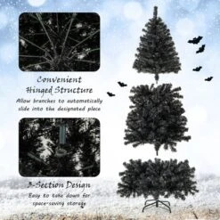 Tangkula 6/7 FT Artificial Halloween Tree Pre-Lit Black Christmas Tree W/ Bendable Top Section -Northlight Shop GUEST 56361284 a1dc 4580 b36c 462b4f048c73