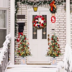 3ft Small Christmas Tree Pre-Lit Artificial Christmas Tree With 78 Led Lights, Snow Flocked Xmas Tree W/Base, Timer Function, Battery Operated -Northlight Shop GUEST 56d279b0 c090 4efb ba56 2000ebf16367