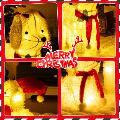 Tangkula 2-Piece Christmas Lighted Dogs 3D Xmas Light-up Cute Poodle With 60 LED Lights Red Scarves Zip Ties & Ground Stakes 7 Tangkula 2-Piece Christmas Lighted Dogs 3D Xmas Light-up Cute Poodle With 60 LED Lights Red Scarves Zip Ties & Ground Stakes - Image 5