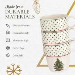 Spode Christmas Tree Polka Dot Stackable Mugs, Set Of 4 - Festive 10oz Mugs, Dishwasher, Microwave, Freezer Safe - Fine Earthenware Holiday Mugs 10 Spode Christmas Tree Polka Dot Stackable Mugs, Set Of 4 - Festive 10oz Mugs, Dishwasher, Microwave, Freezer Safe - Fine Earthenware Holiday Mugs -Northlight Shop GUEST 5b2bcf3f 4f28 449a a961 74775be58d12