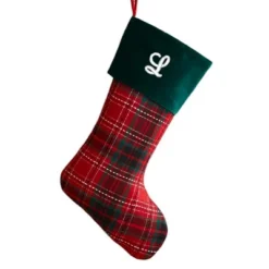 Personalization Mall Holiday Plaid Embroidered Initial Stocking -Northlight Shop GUEST 5be7e57e 7516 4a3f bfb3 31c401d4e834