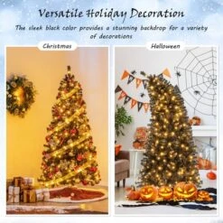 Tangkula 6/7 FT Artificial Halloween Tree Pre-Lit Black Christmas Tree W/ Bendable Top Section -Northlight Shop GUEST 5f1758f1 19d0 4351 ba93 6e268a569469